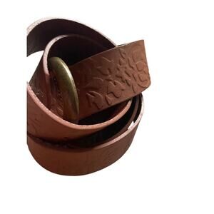 Womens Leather Floral Belt Tan/Brown Color Punto Fibbia M/L Western Fair Boho